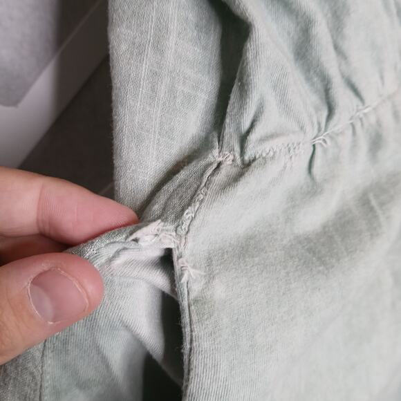 Bai Li Pastel Green Eyelet Embroidered Oversize Dress Womens L/XL Lagenlook Boho - Picture 9 of 14